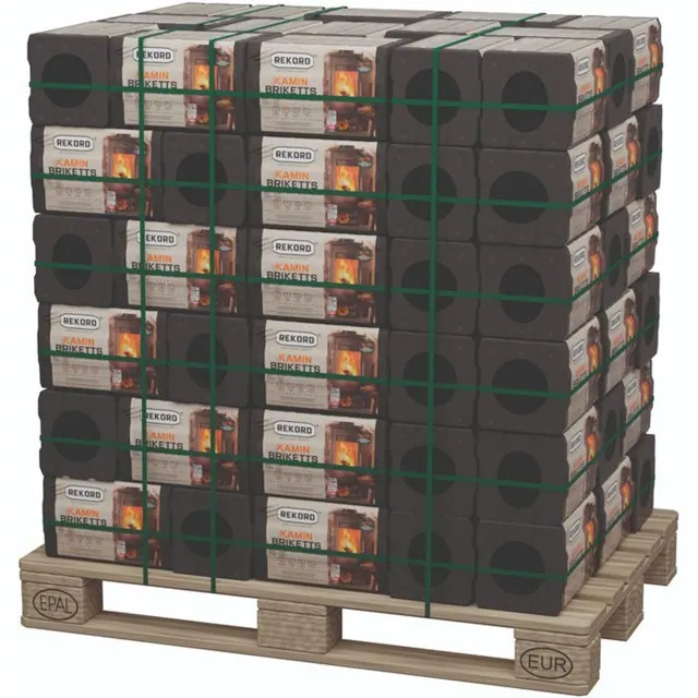 REKORD Braunkohlebriketts als Palette Folie (90 x 10 kg)